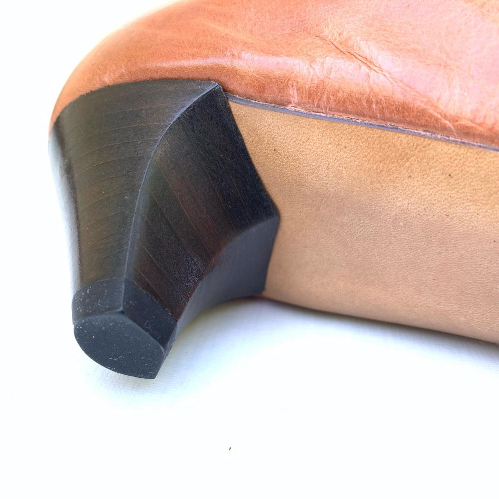 Diana Broussard Brown Leather D'Orsay Pumps 8.5 Square Toe Gold Ring Y2K Siren - Picture 8 of 10